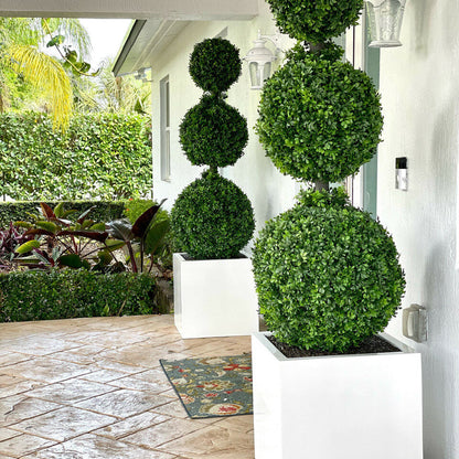 Dreifachkugel-Topiary mit großem Fiberglas-Topf